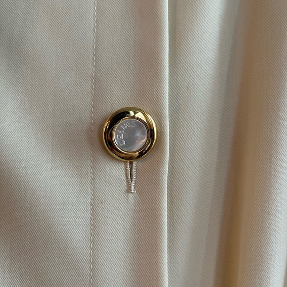 Vintage CELINE for Ira Berg Ivory Elegant Belted Long Sleeved Suit Dress WOOL 40 - Picture 3 of 15